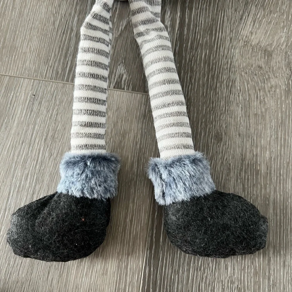 Red & White Striped Holiday Gnome Accent with Plush White Beard